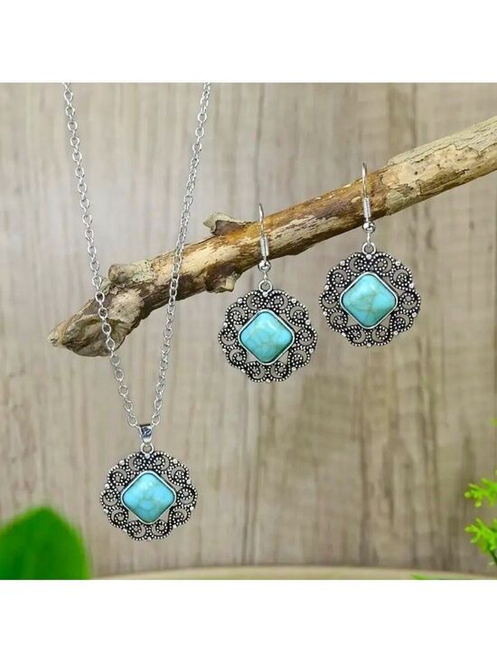 Jewelry - Bohemian Style Jewelry Set, Vintage Inspired, Earrings and Necklace NIP